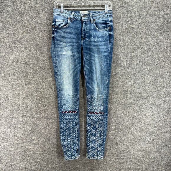 MM Vintage Jeans Women 26 Plus Blue Denim Medium Wash Mid Rise Skinny Pockets - Picture 1 of 8